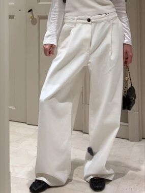 Massimo Dutti  Twill Cotton Trousers w/ Double Darts